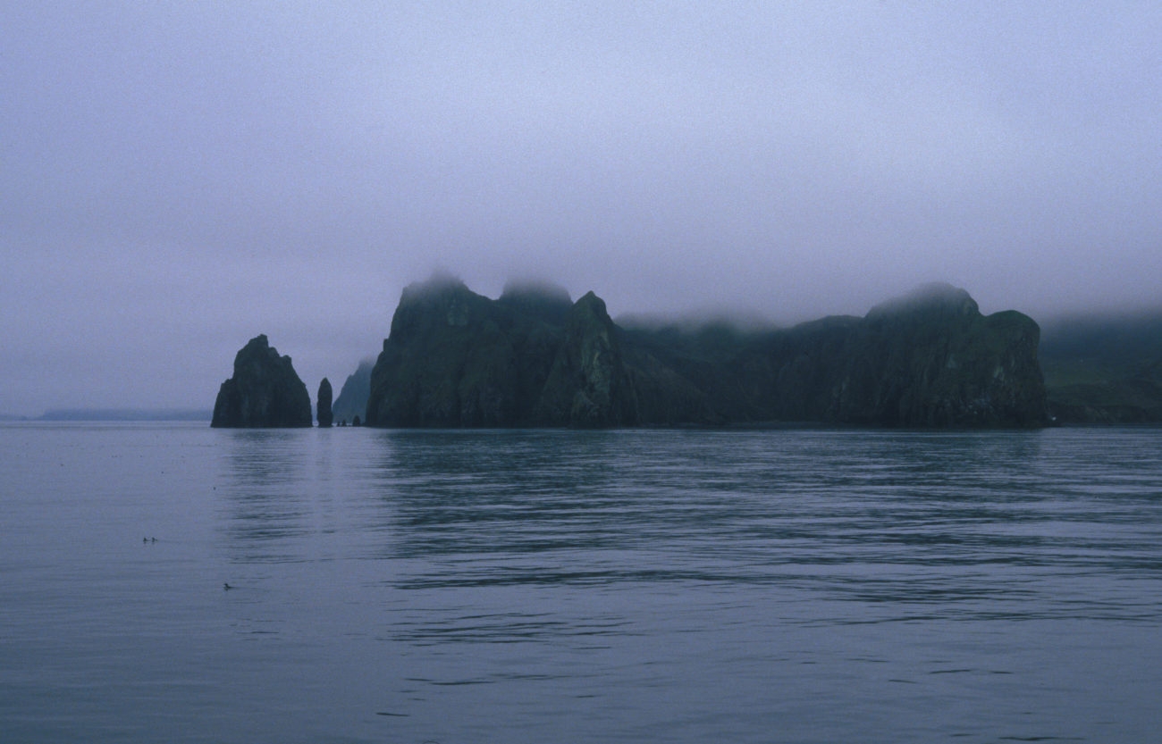 Fog enveloping an Aleutian Island
