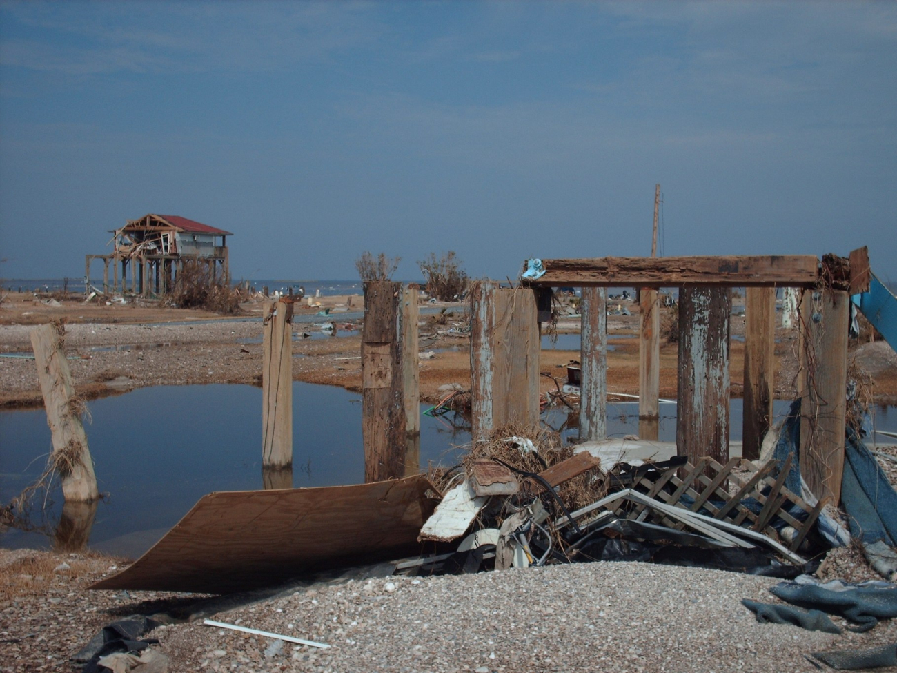 Storm surge damage caused by Hurricane Ike