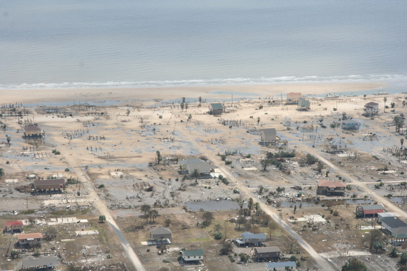 Storm surge damage caused by Hurricane Ike
