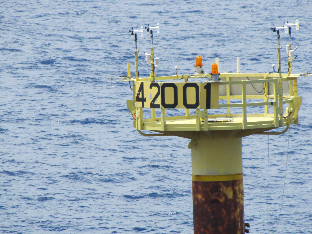10- or 12- meter discus buoy moored in the central Gulf of Mexico