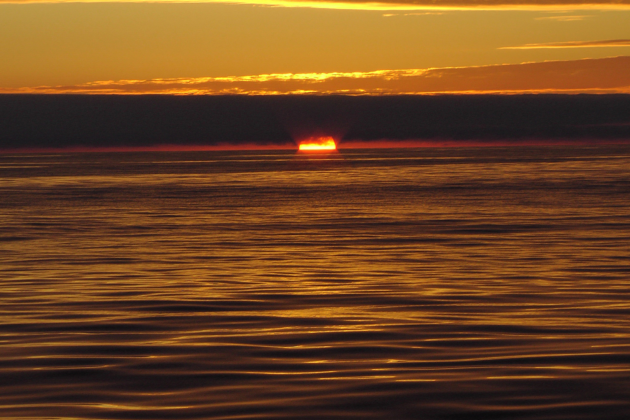 A golden sunset at sea