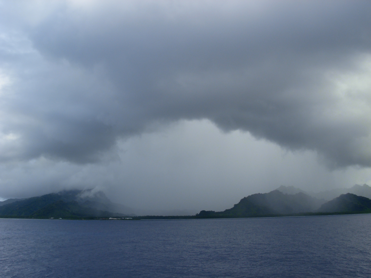 Rain squall over Tahiti seen from NOAA Ship Ka'imimoana