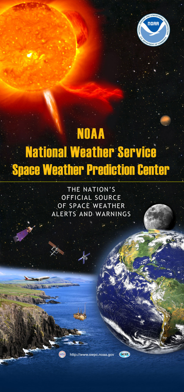 Information poster illustrating work of National Weather Service SpaceWeather Prediction Center