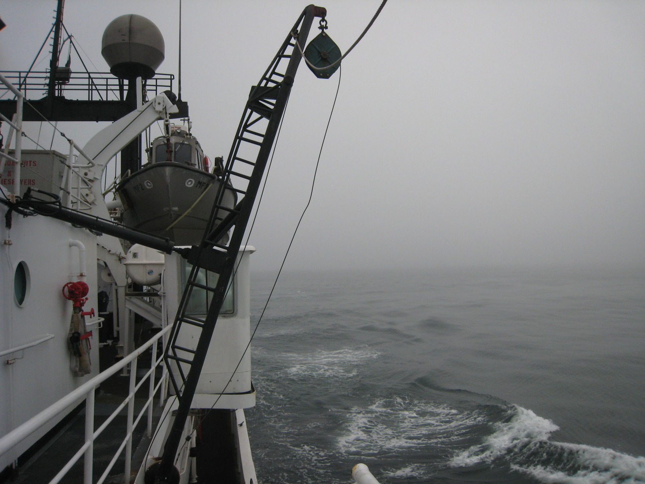 NOAA Ship MILLER FREEMAN running through the fog of the Bering Sea