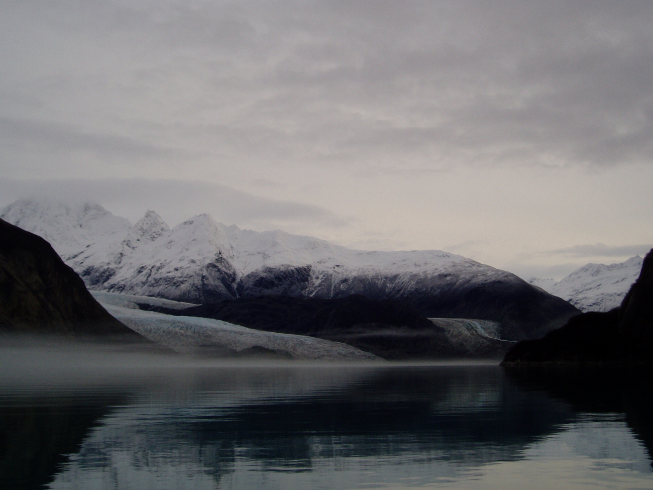 Glacier Bay mist, clouds, glaciers, and mountains