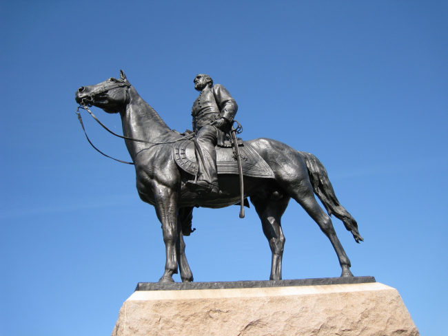 Statue of George Gordon Meade, the victorious general at the Battle ofGettysburg