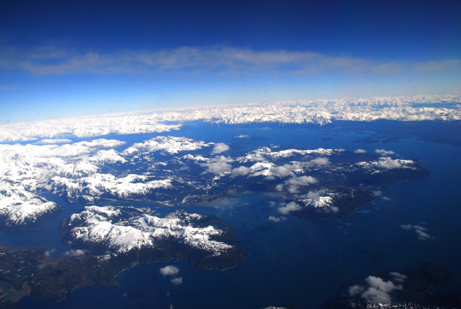 Glacier Bay from a commercial aircraft on its way to Anchorage