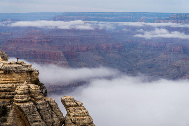 Western bank of fog and low clouds in the Grand Canyon