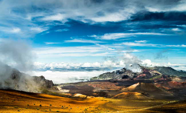 Clouds getting in Haleakala Crater, 10,023 ft above sea level, HaleakalaNational Park