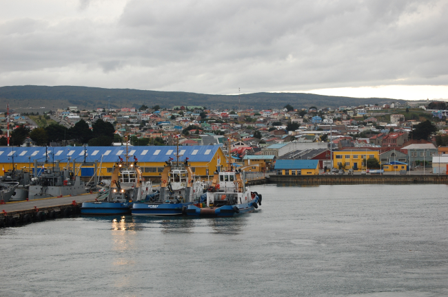 Looking back to Punta Arenas, the southernmost city in the world, as the NOAAShip RON BROWN leaves port