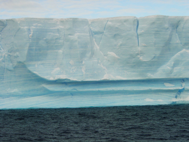 Banding of ice clearly seen in this closeup view of a tabular iceberg