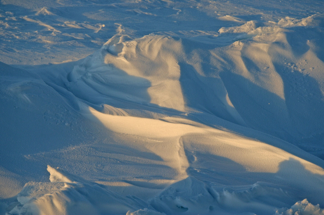 Wind-sculted snow patterns (sastrugi)