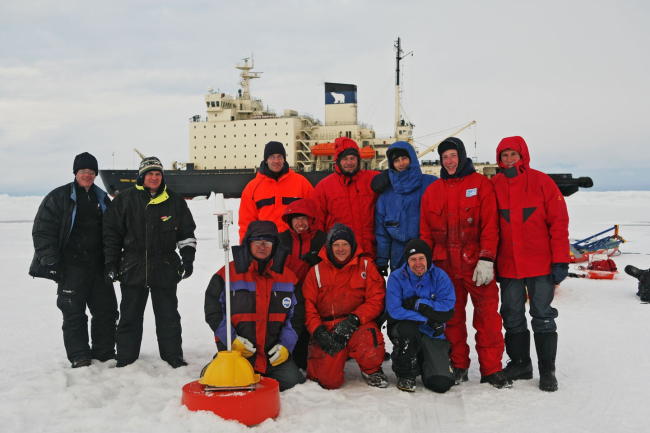 Science team after successful deployment of POPS (Polar Ocean ProfilingSystem)