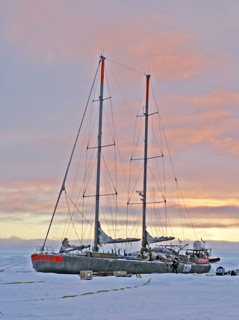 The French sailing vessel TARA which will intentionally be frozen in the icefor two years in order to conduct Arctic climate and oceanographic studies