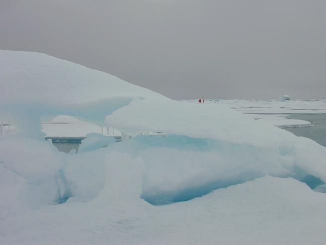 Ice bergs, ice floes and scientists on the ice in the Chukchi Sea