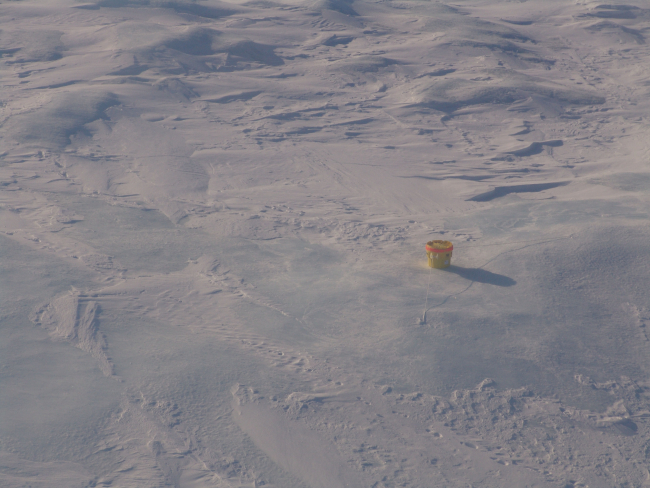 Sensor package anchored in ice
