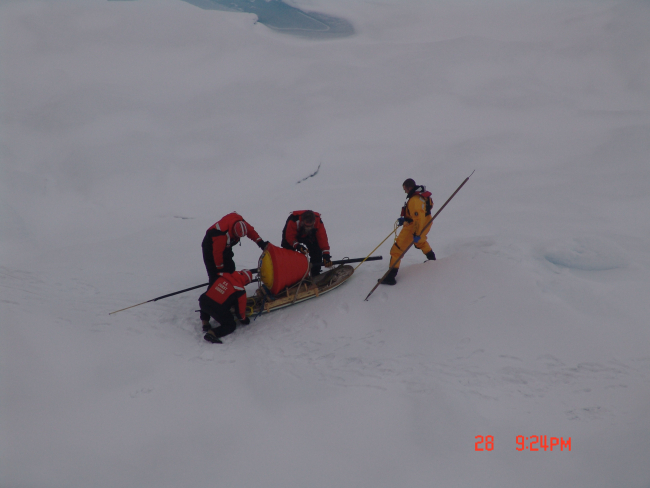 Transporting ice buoy to desired location