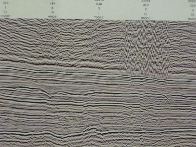 SRP (seismic reflection profiling) records showing the structure of the layersof rock below the surface of the Beaufort Sea