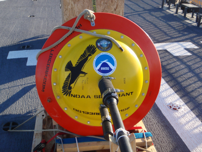 A NOAA ice buoy ready for deployment