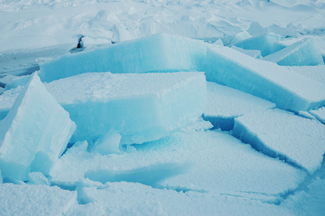 Huge blocks of ice forming a pressure ridge