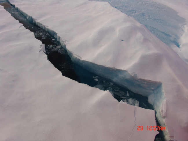 A fracture in multi-year ice