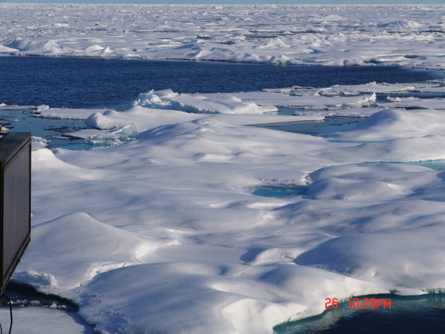 A vista of multi-year ice with a  large area of open water