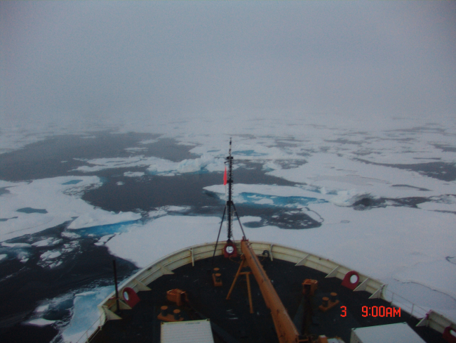 Passing through ice floes in a refreezing Arctic Ocean