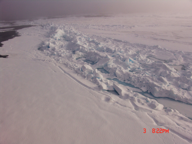 A ridge between colliding ice floes