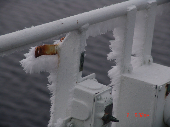 Rime on railing of USCG icebreaker HEALY