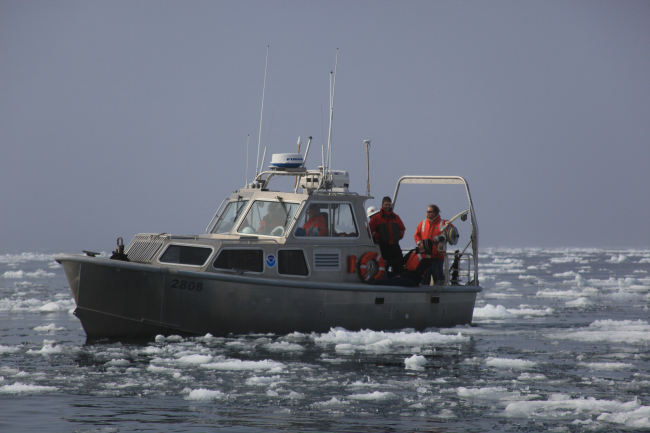 NOAA Ship FAIRWEATHER survey launch in the ice