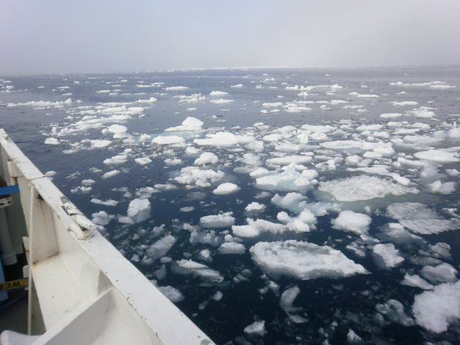 Brash ice with pack ice seen in the distance from the NOAA ship FAIRWEATHER