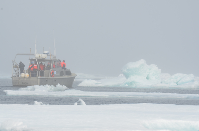Survey launch from NOAA Ship FAIRWEATHER in the pack ice about 40 mileswest of Point Barrow