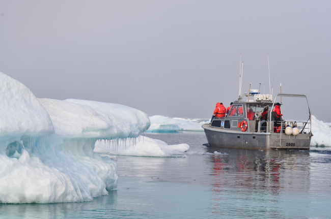 Survey launch from NOAA Ship FAIRWEATHER in the pack ice about 40 mileswest of Point Barrow