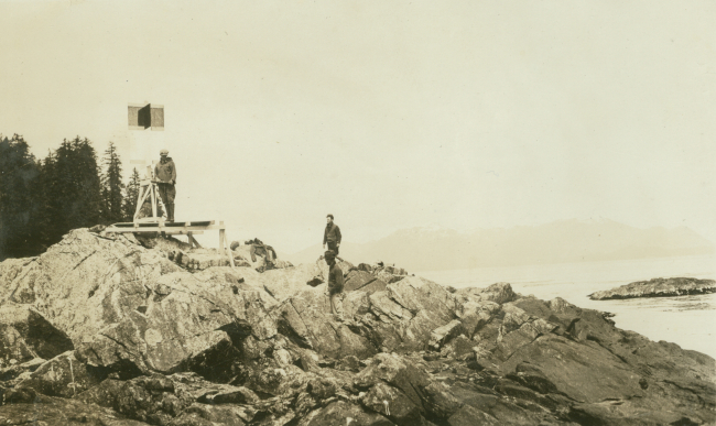 Signal building for triangulation work on the Alaska coast