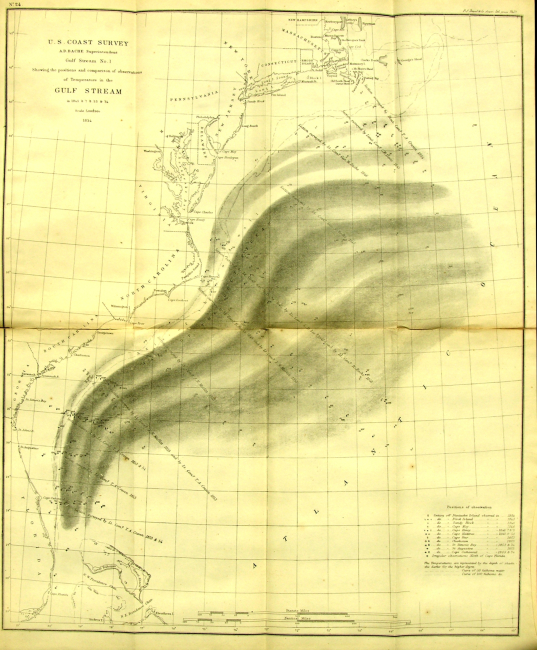 Chart of the Gulf Stream produced in 1854 from systematic Coast Surveyobservations beginning in 1845