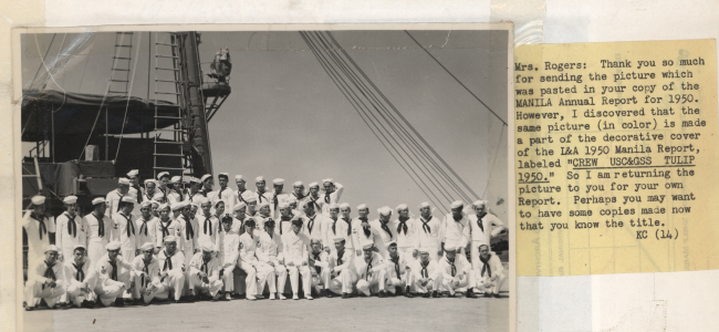 Crew of the USC&GS; TULIP working in the Philippine Islands just prior to turningover all functions to the Philippine Coast and Geodetic Survey