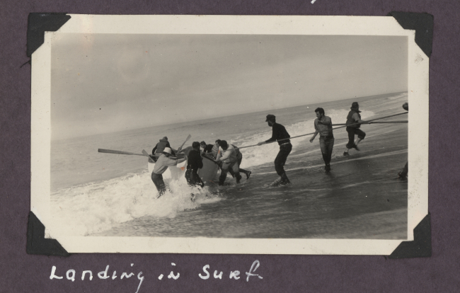 Whale boat landing in surf