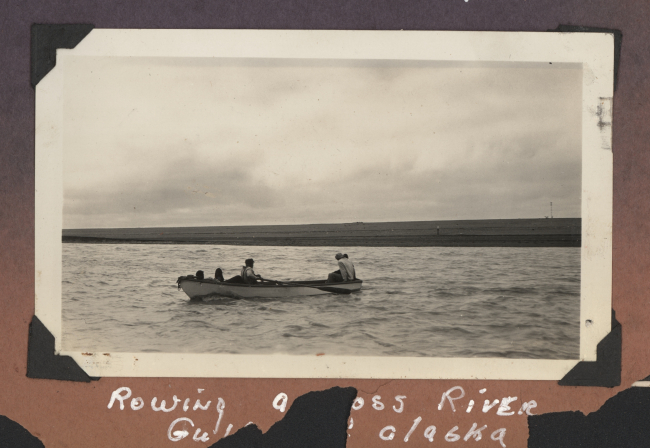 Rowing across a fairly substantial river after building a signal along the Gulfof Alaska