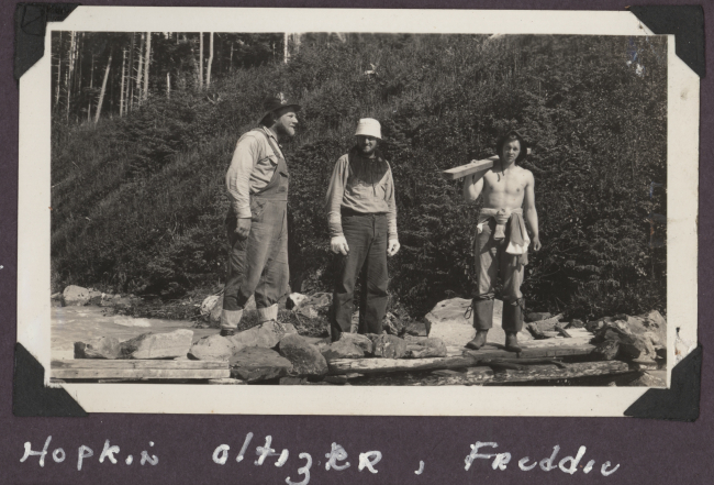 Hopkin, Altizer, and Freddie - possibly a signal building crew or a tide gaugeinstallation crew