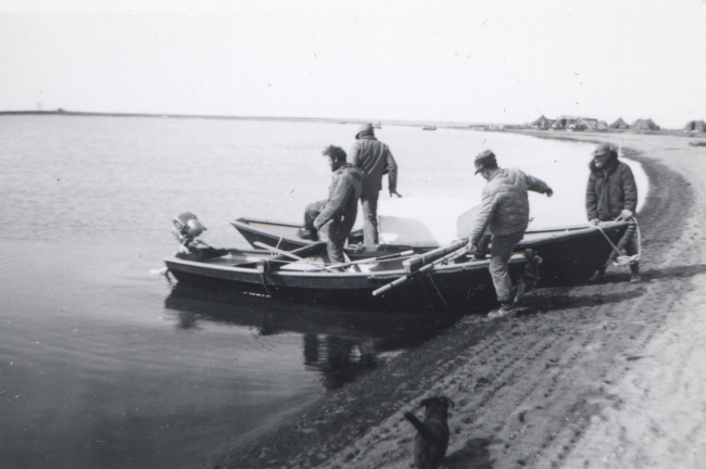 Getting ready to take skiffs out for work day