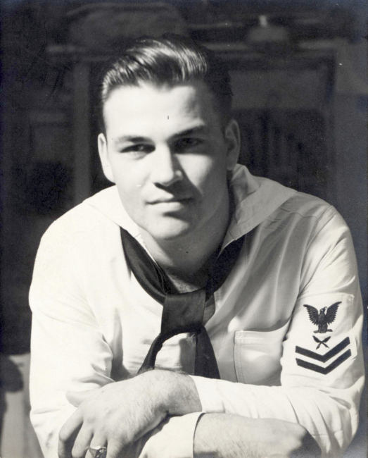 Portrait of unidentified Petty Officer Second Class Yeoman by PhotographersMate Ira G