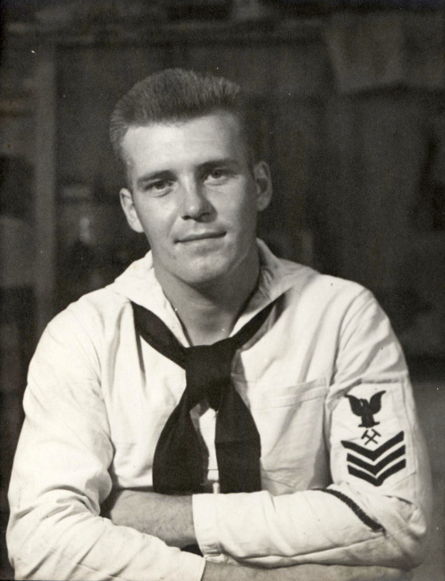 Portrait of unidentified Petty Officer First Class Shipfitter by PhotographersMate Ira G