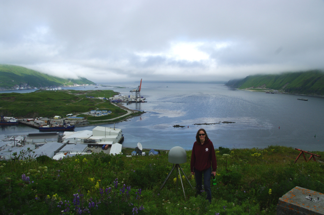 Survey work at Dutch Harbor overlooking the harbor