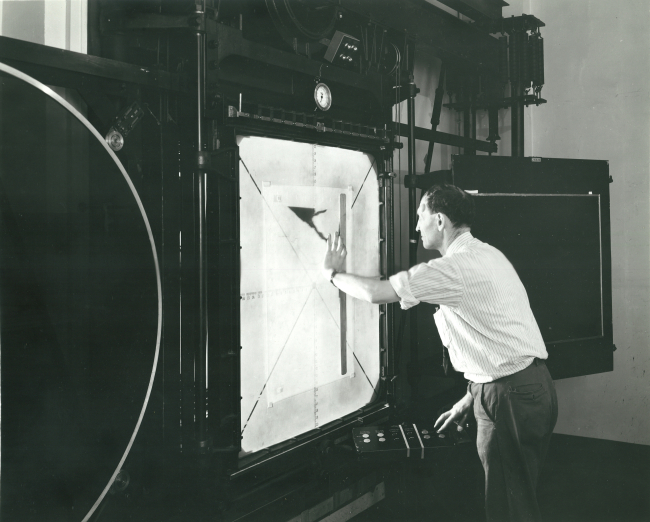 Preparing plate for photograph by 50-inch camera