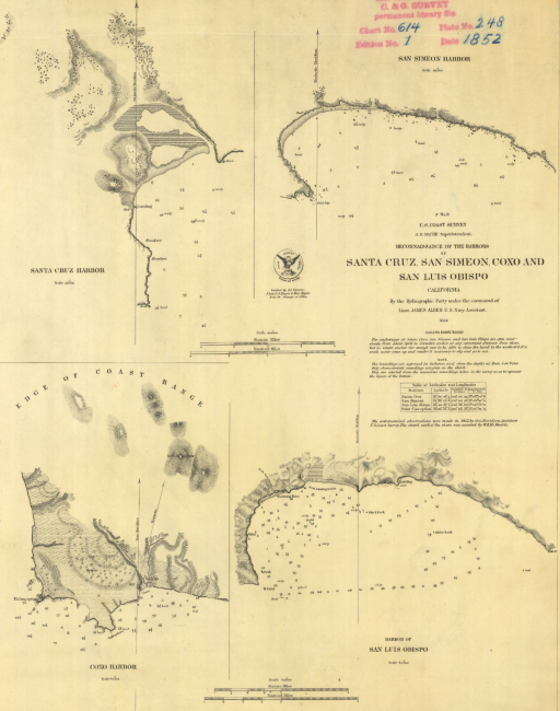 Reconnaissance of the Harbors of Santa Cruz, San Simeon, Coxo, andSan Luis Obispo