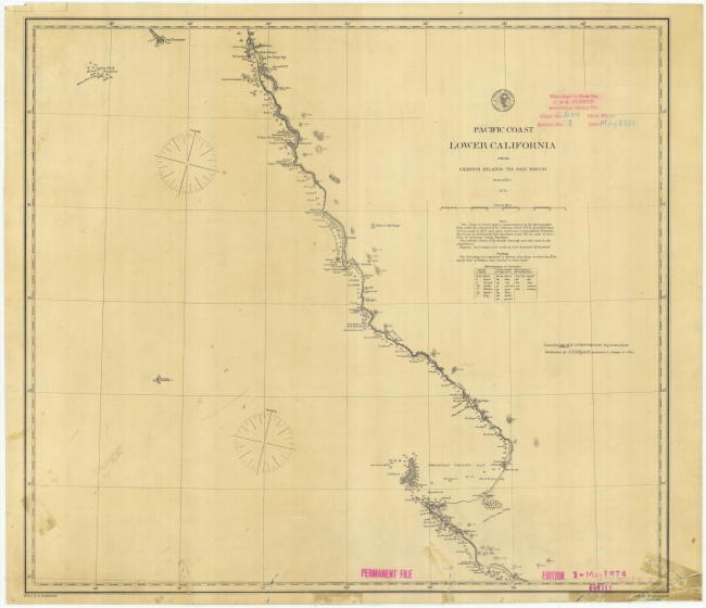 Pacific Coast Lower California from Cerros (Cedros) Island to San Diego 1874