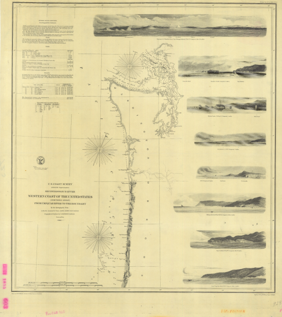 Published chart of the Reconnaissance of the Western Coast of the United States(Northern Sheet) from Umpquah River to the Boundary