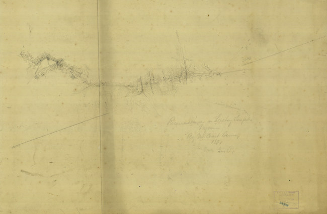 Pencil sketch of a reconnaissance of the Leesburg Pike