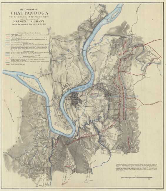 Battlefield of Chattanooga with the operations of the National Forces under thecommand of Major General U