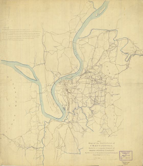 Map of the Battlefield of Chattanooga made to accompany Report of Major GeneralU